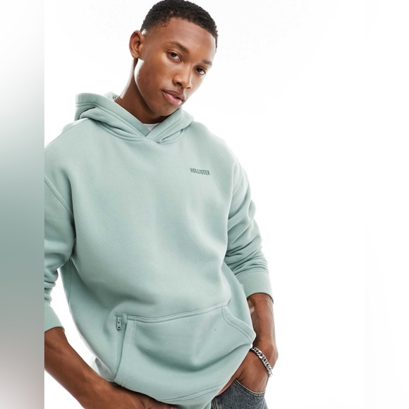 Hollister Other - Hollister Men’s Logo Relaxed Fit Hoodie w/ Zip Pocket in Sage Green, Size Large